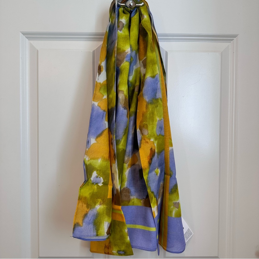NWOT Marella by Max Mara Cotton Blend Shawl Scarf Size: 120cm* 120cm Spring - Picture 4 of 15